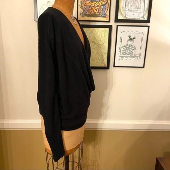 New Free People Cozy with You surplice wrap crossover knit ribbed boxy sweater - Picture 10 of 14